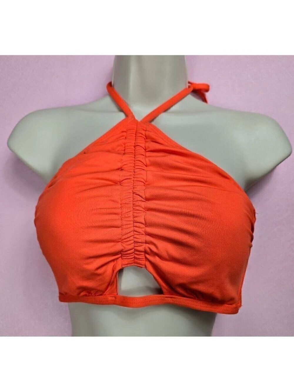 Shade & Shore Orange  Halter Bikini Top Medium